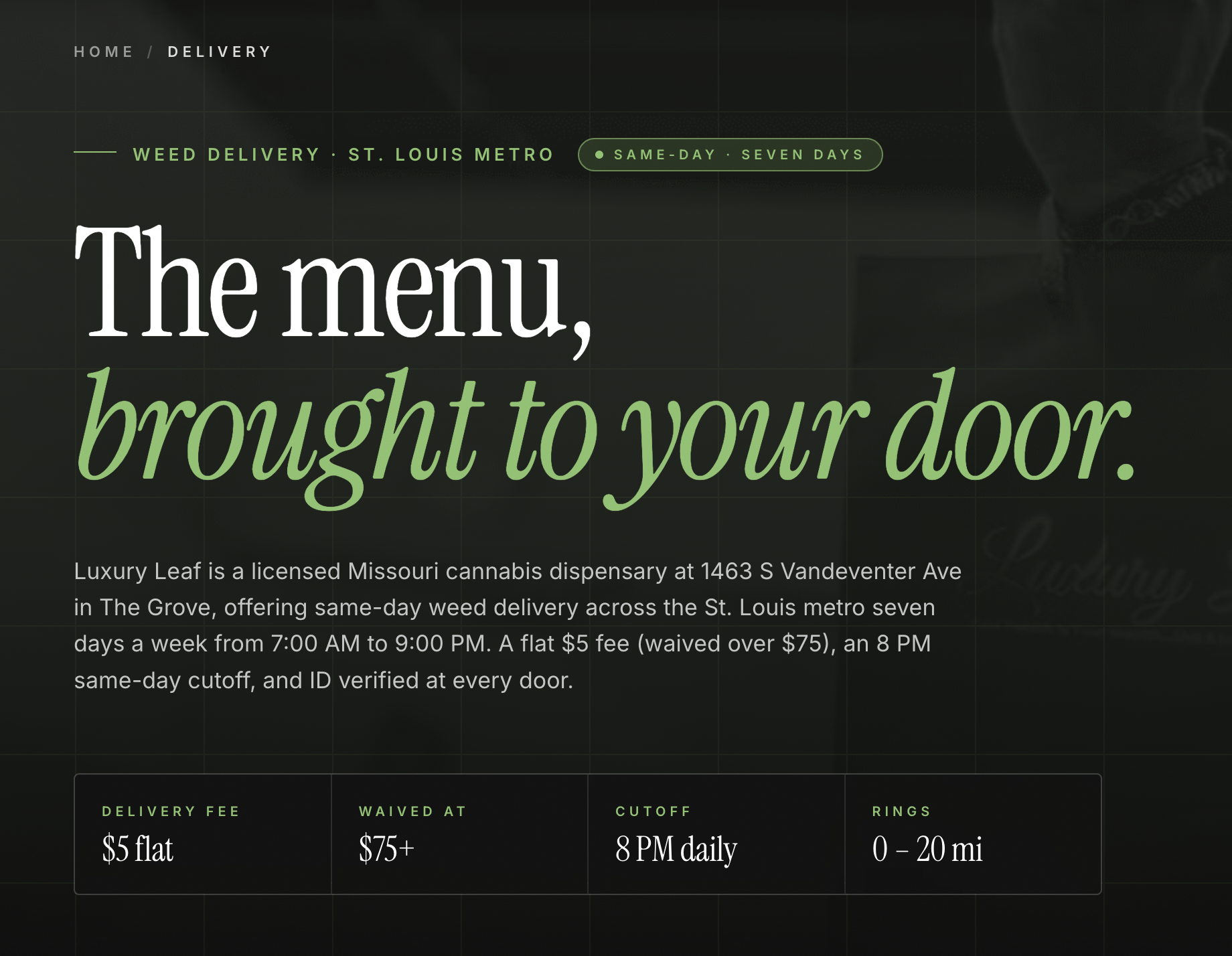 Luxury Leaf dispensary website design