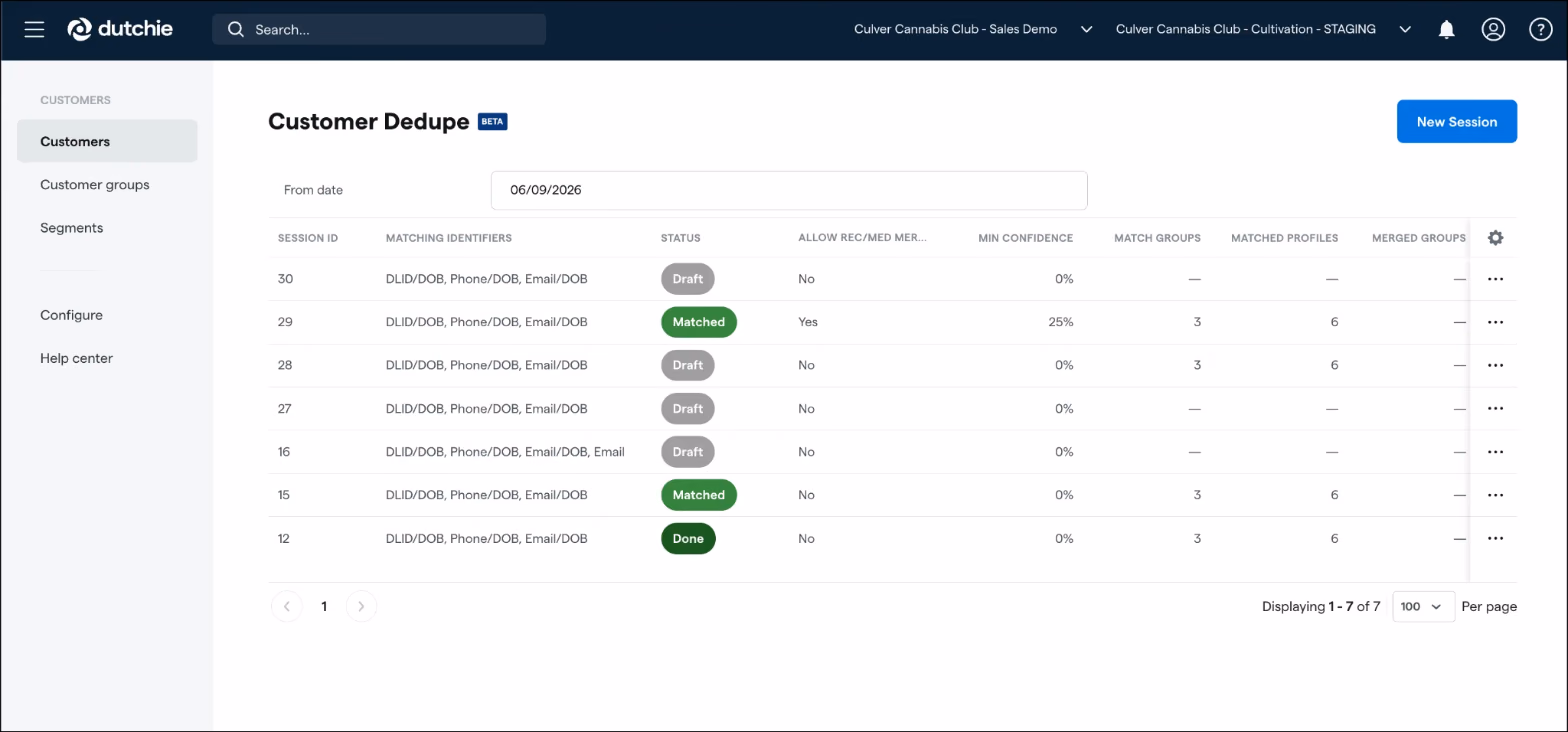 Duplicate customer profile cleanup in the Dutchie POS Backoffice