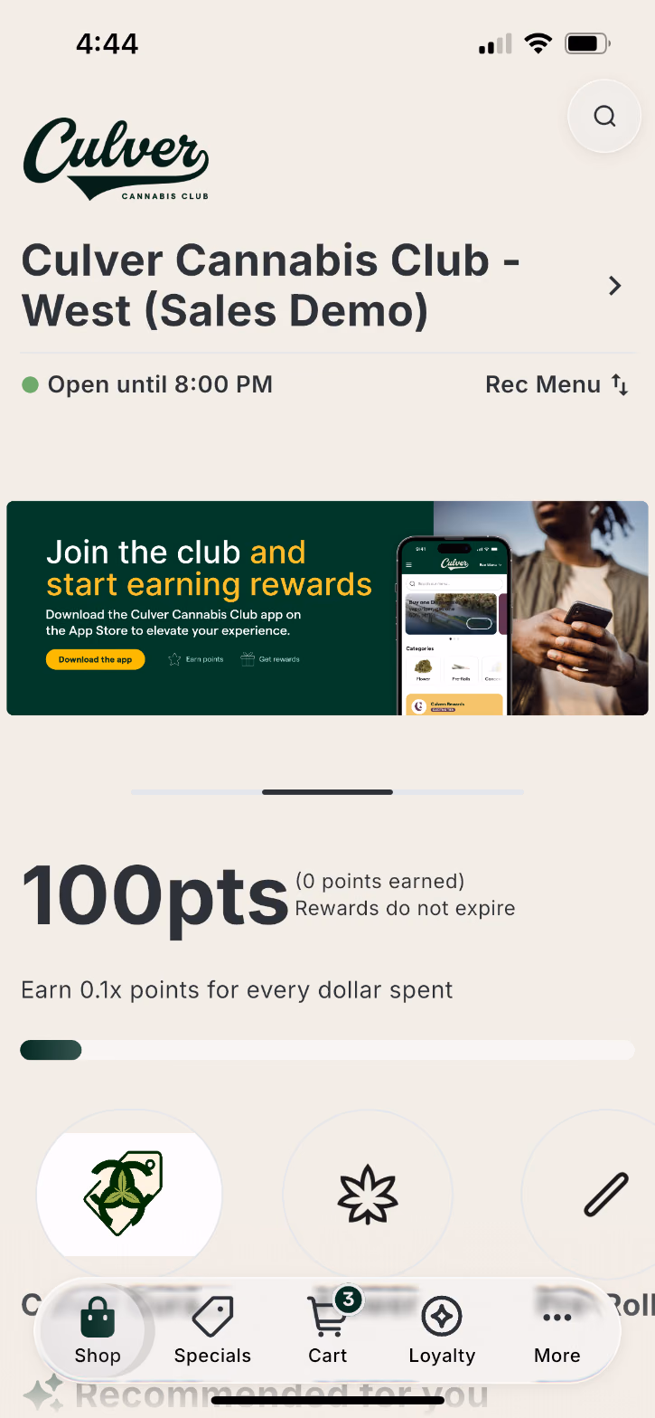 App home screen