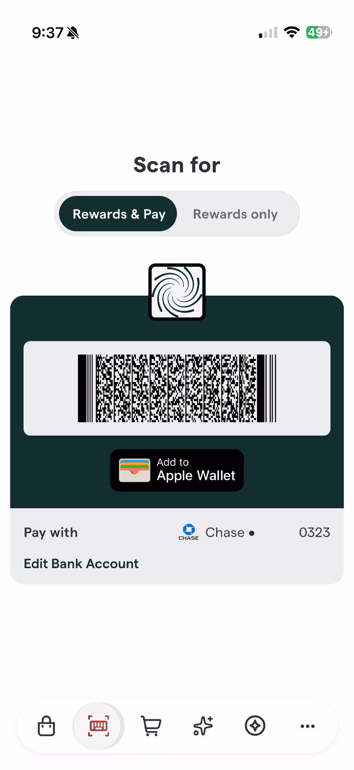 One scan to earn, pay, and check out
